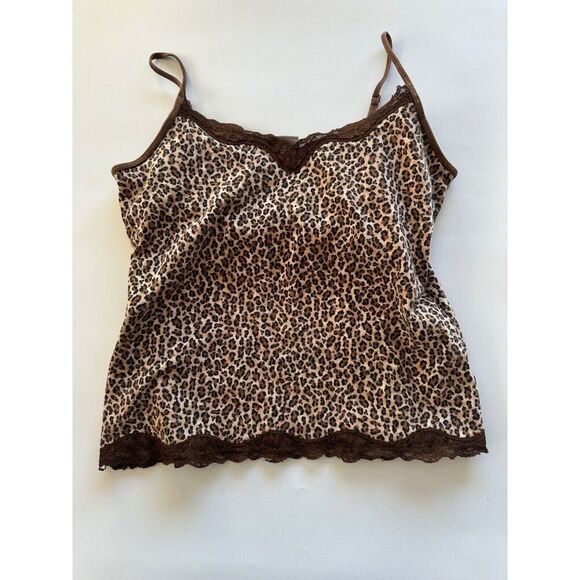 VTG Croft & Barrow Y2K Animal Print Lace Trim Camisole Tank LG - Picture 1 of 7